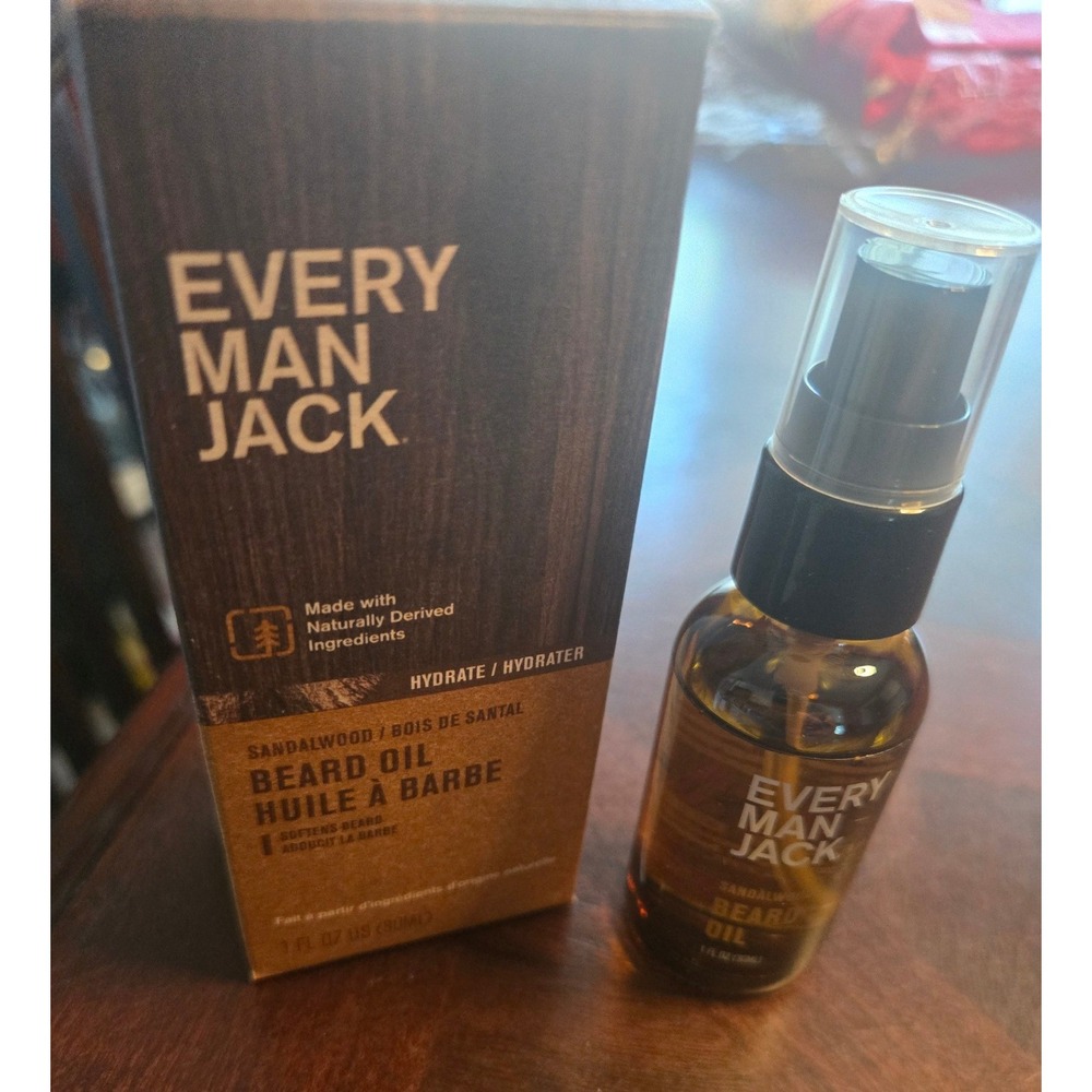 Every Man Jack Sandalwood Beard Oil 1oz Hydrating Vitamin E Argan Oil New